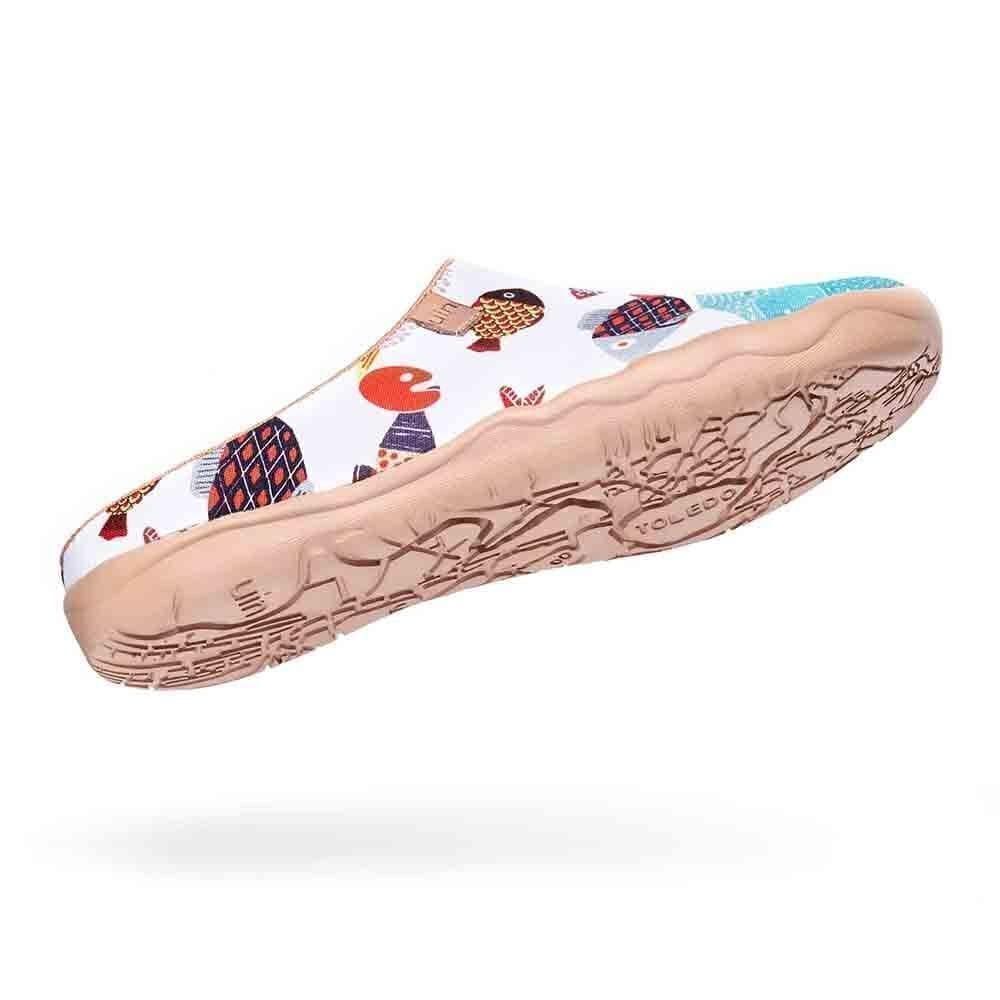 UIN Women's Slip On Mules Wide Toe Clog Casual Travel Shoes (Happy Fish-Slipper) - Picture 9 of 10